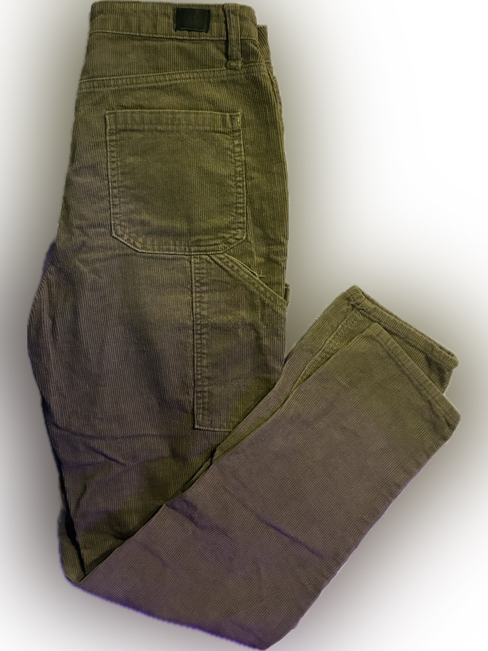 Slim Corduroy Skinny Carpenter Pants in Olive for Women